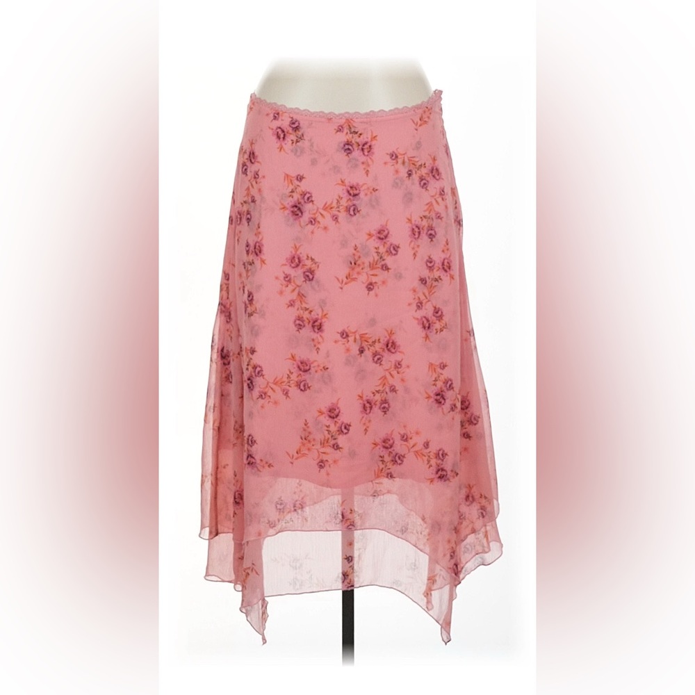 NWT Free People Garden Party Midi Maxi Skirt Asymmetrical Floral Skirt in Pink - Picture 2 of 4